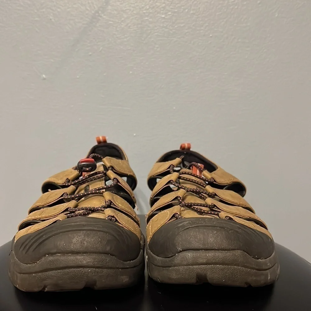Ozark Trail Closed Toe, Open Sides Sandals Color is Tan, Mens size 9